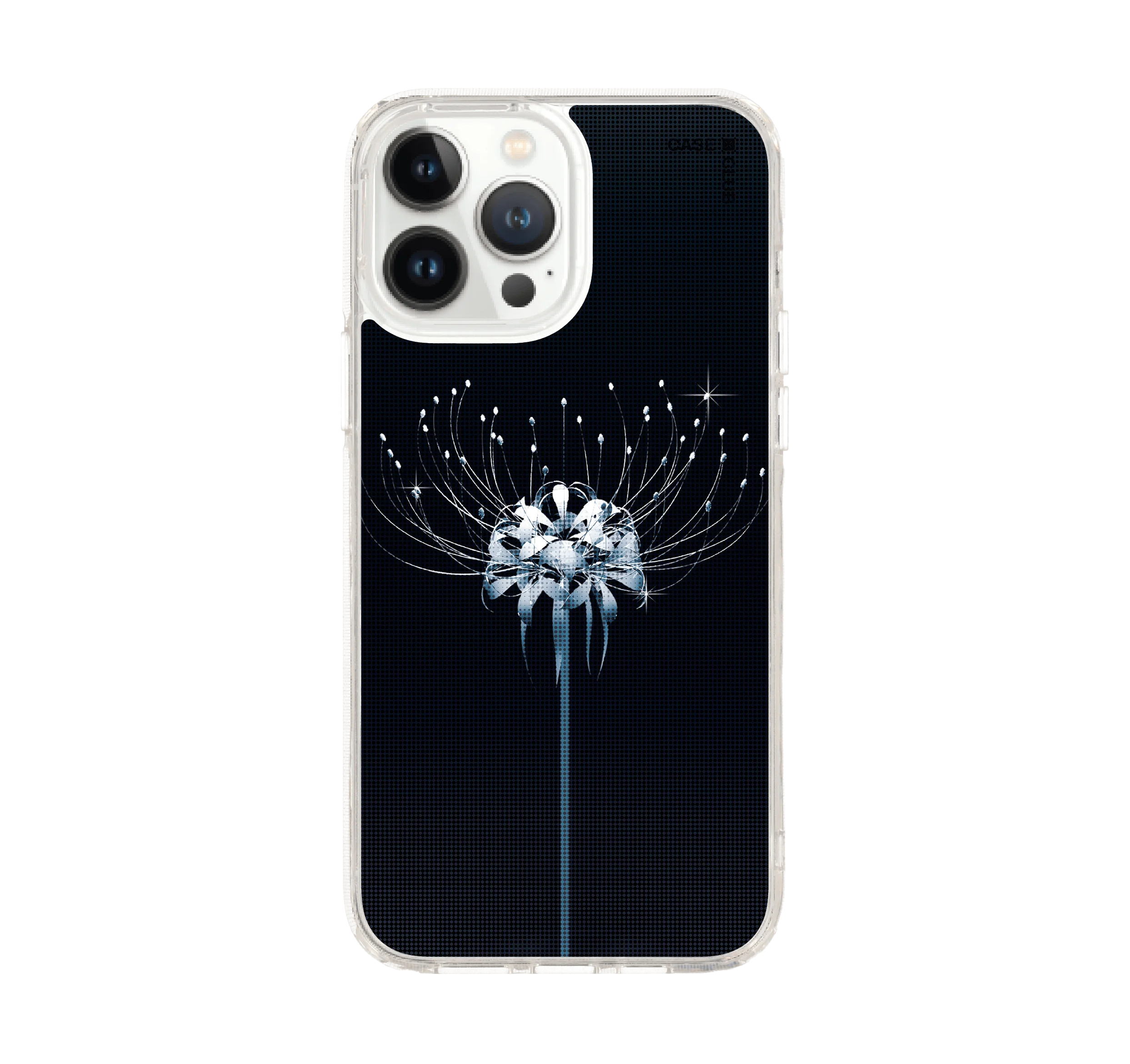 iphone 12/ 13 pro max clear case halftone lily flower